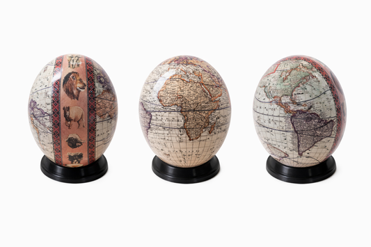 Oeuf d'autruche "Atlas sauvage" - Artisanat africain d'Eswatini