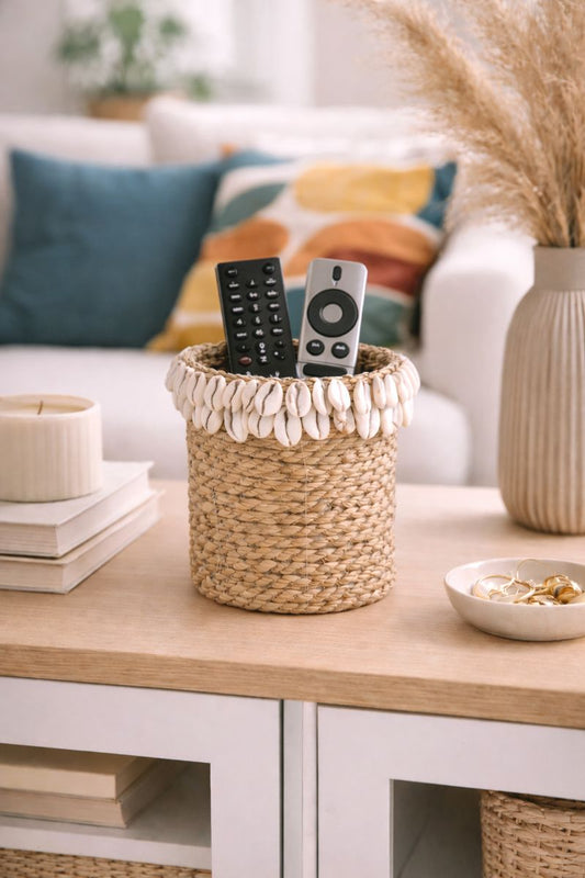 Corbeille Bananier & Coquillages "Terre Saline" - Artisanat Balinais