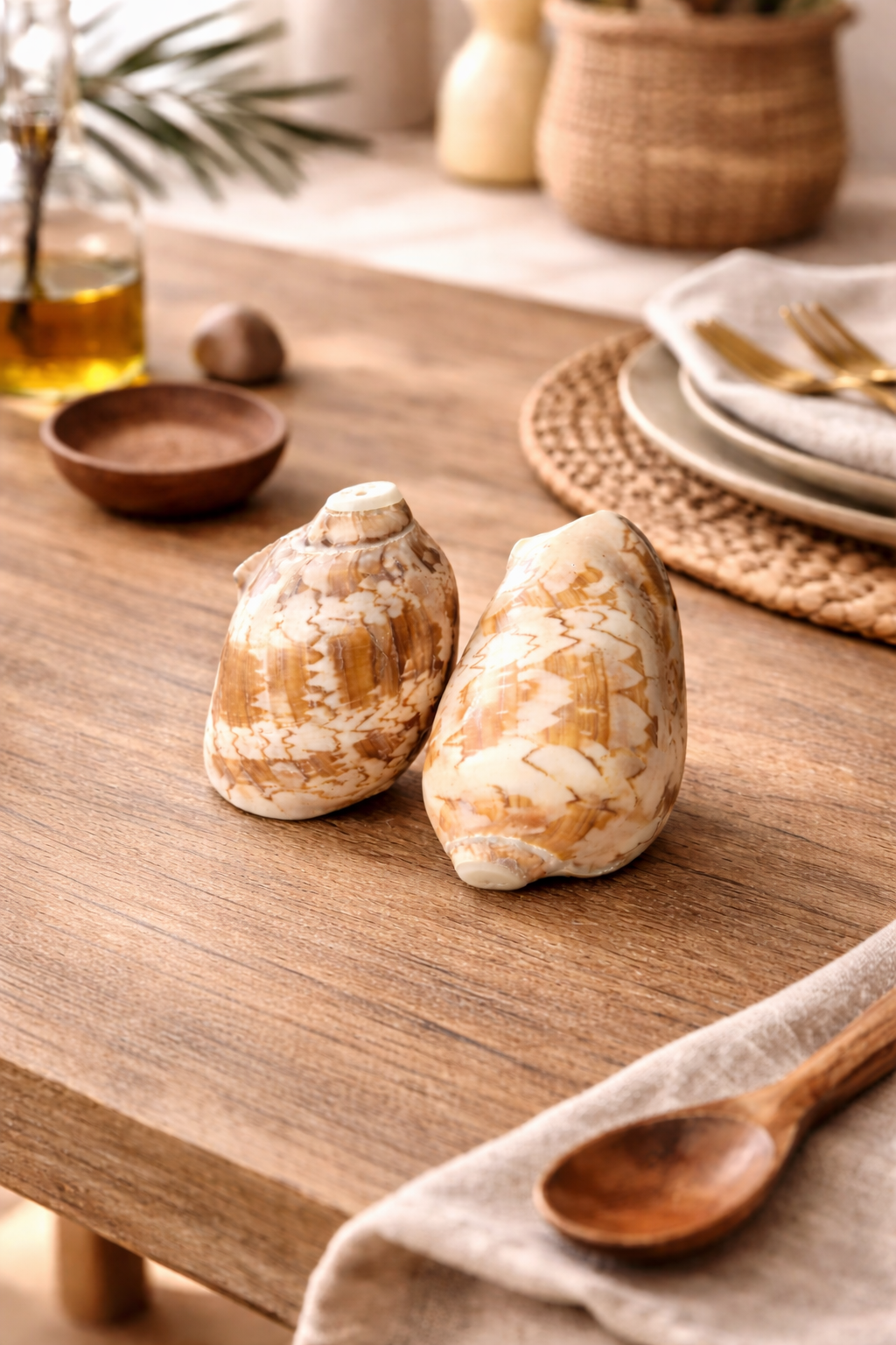 Duo Salière & Poivrière en coquillage “Trésor du Lagon” - Artisanat balinais