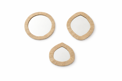 Miroirs raphia "Terre d'ocre" - Artisanat marocain