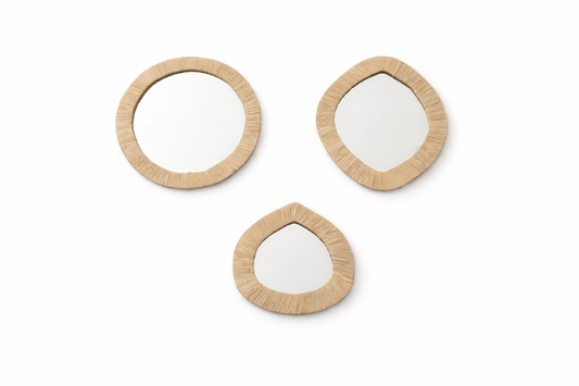 Miroirs raphia "Terre d'ocre" - Artisanat marocain