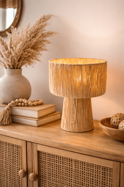 Lampe à poser en raphia "Sirocco" - Artisanat marocain