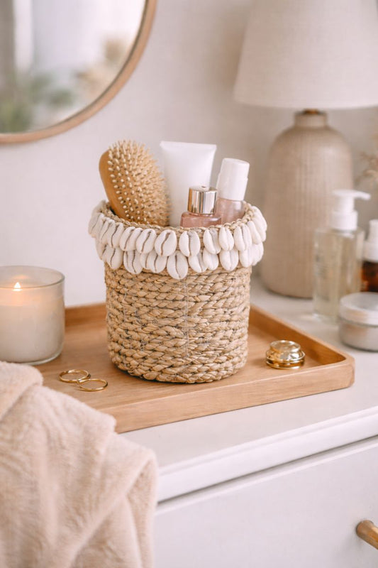 Corbeille Bananier & Coquillages "Terre Saline" - Artisanat Balinais