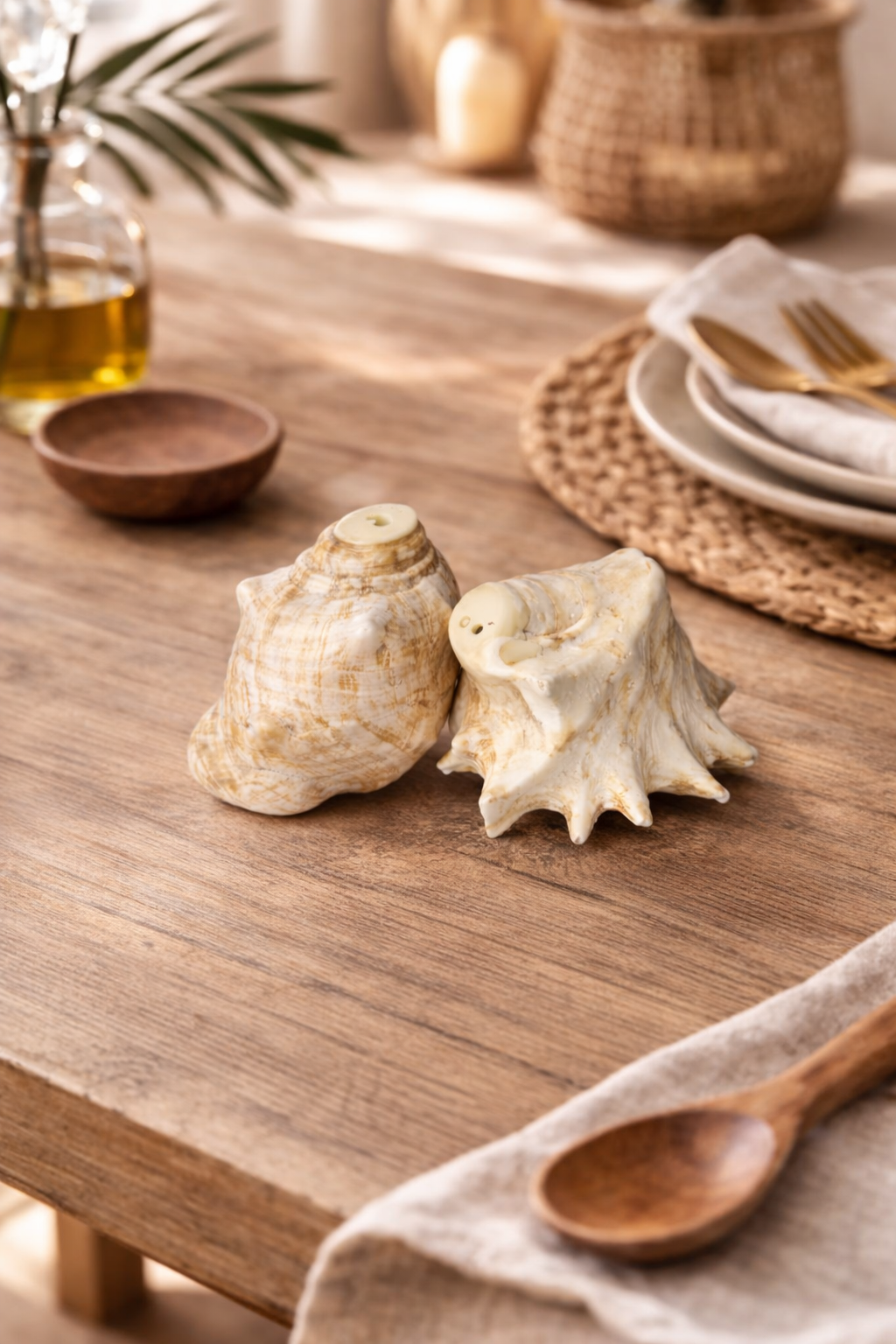 Duo Salière & Poivrière en coquillage “Trésor du Lagon” - Artisanat balinais