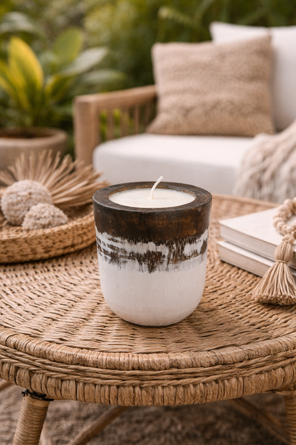 Bougie Tronc de Cocotier "Amed" - Artisanat Balinais