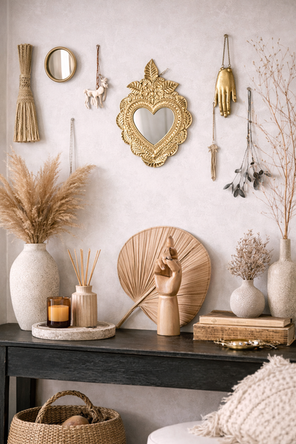 Miroir Ex Voto en laiton "Noor" - Artisanat marocain