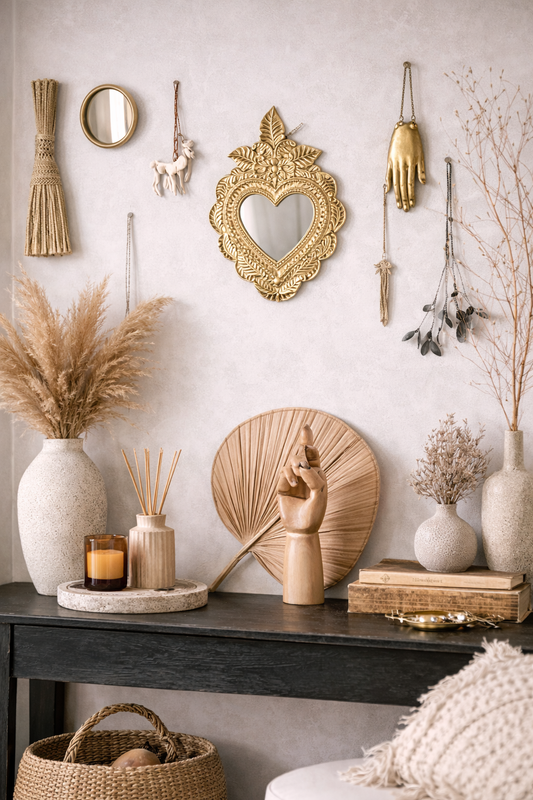 Miroir Ex Voto en laiton "Noor" - Artisanat marocain
