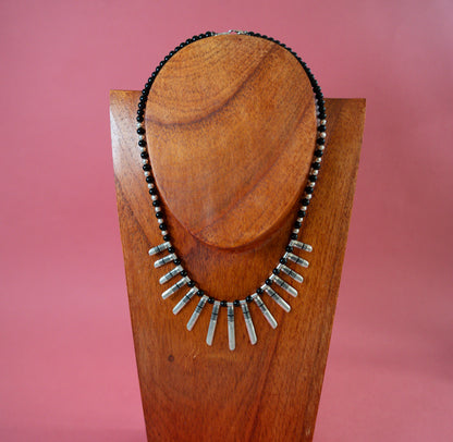 Collier Touareg Argent Massif et Onyx "Dent de Chameau"