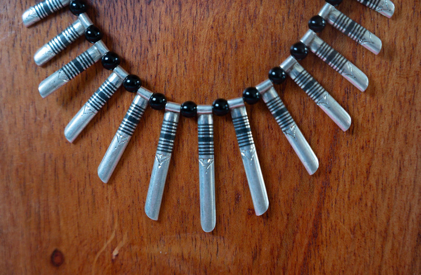 Collier Touareg Argent Massif et Onyx "Dent de Chameau"