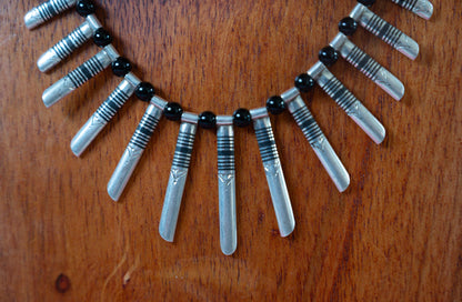 Collier Touareg Argent Massif et Onyx "Dent de Chameau"