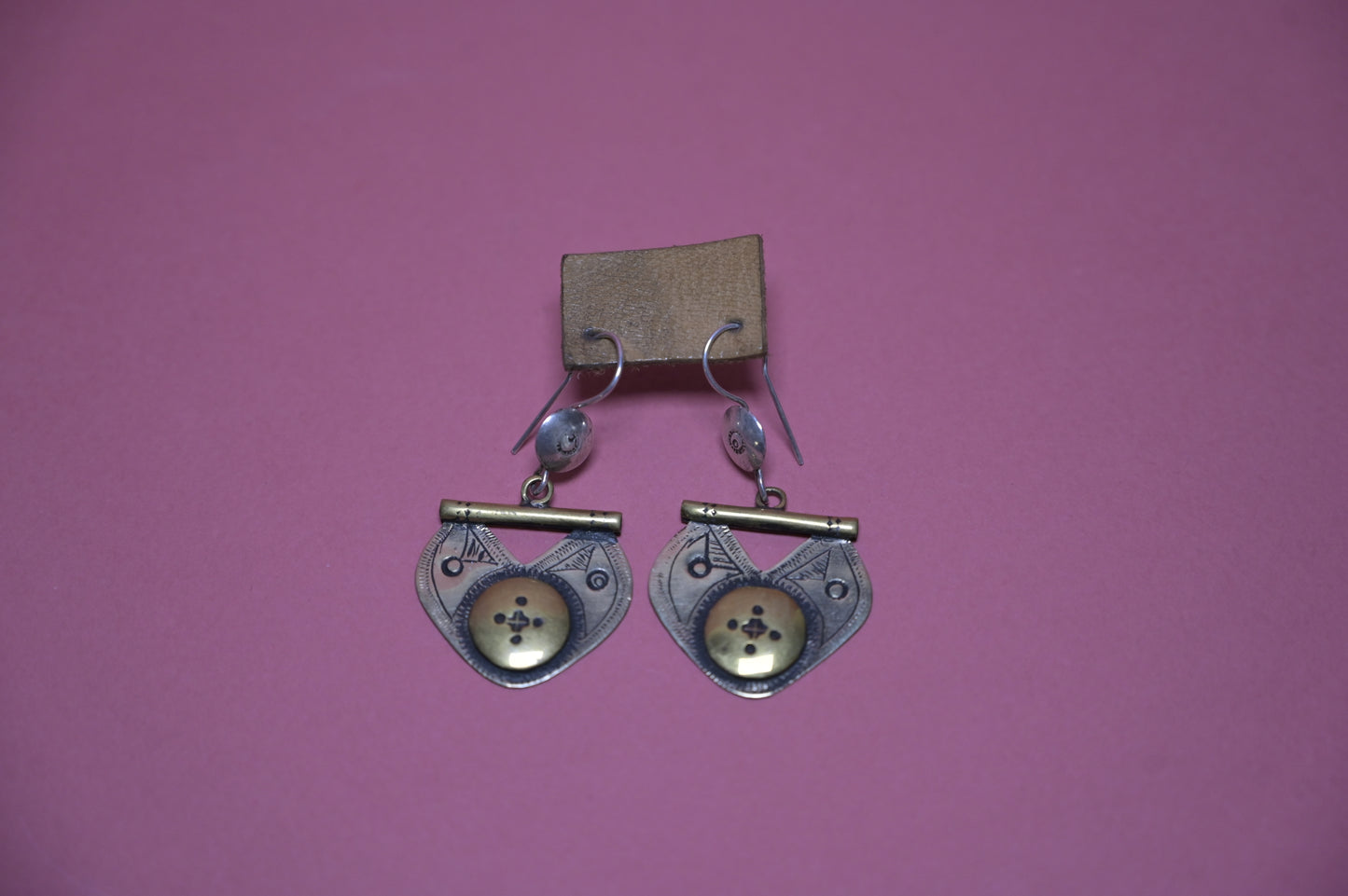 Boucles d'oreilles Argent Massif et Laiton "Coeur Nomade" - Artisanat Touareg