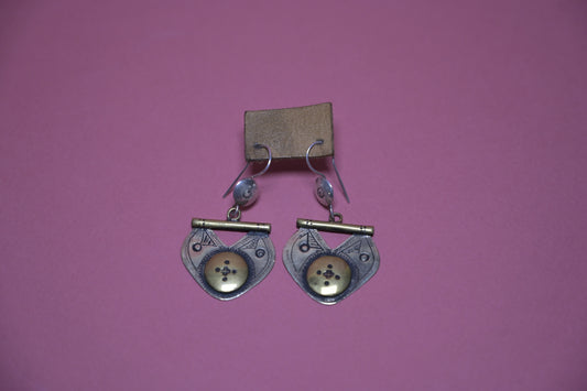 Boucles d'oreilles Argent Massif et Laiton "Coeur Nomade" - Artisanat Touareg