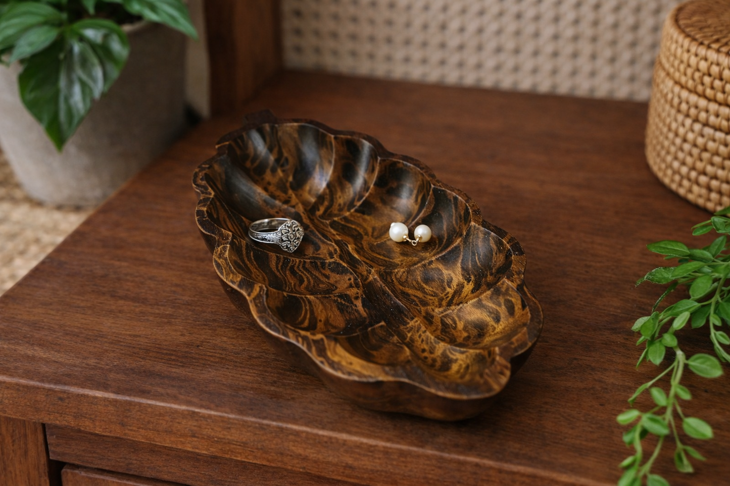 Vide poche Manguier  "Feuille tropicale" - Artisanat Thaïlandais