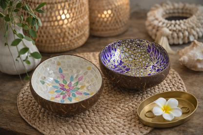 Bol Coco & Nacre "Éclat tropical" - Artisanat Thaïlandais