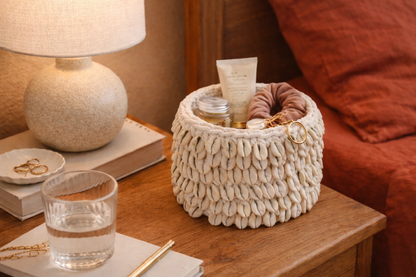 Corbeille Macramé & Coquillages "Tissage des mers" - Artisanat Balinais