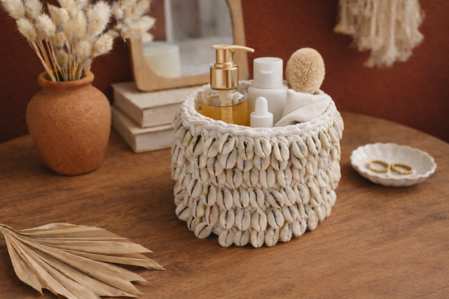Corbeille Macramé & Coquillages "Tissage des mers" - Artisanat Balinais