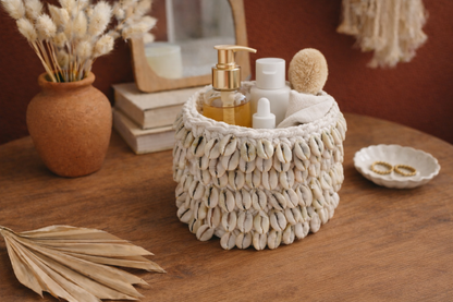 Corbeille Macramé & Coquillages "Tissage des mers" - Artisanat Balinais