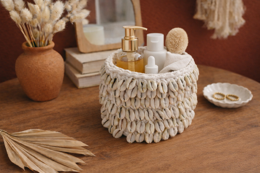 Corbeille Macramé & Coquillages "Tissage des mers" - Artisanat Balinais